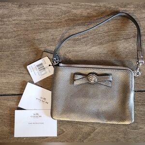 Coach Silver Wristlet Clutch